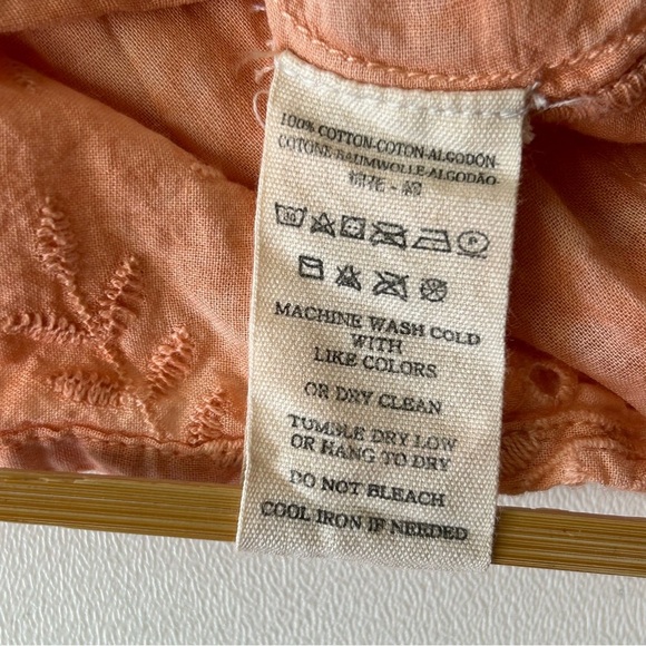 JEN'S PIRATE BOOTY Womens M Apricot Ashbury Swirl Eyelet Puff Sleeves Mini Dress - Picture 9 of 12